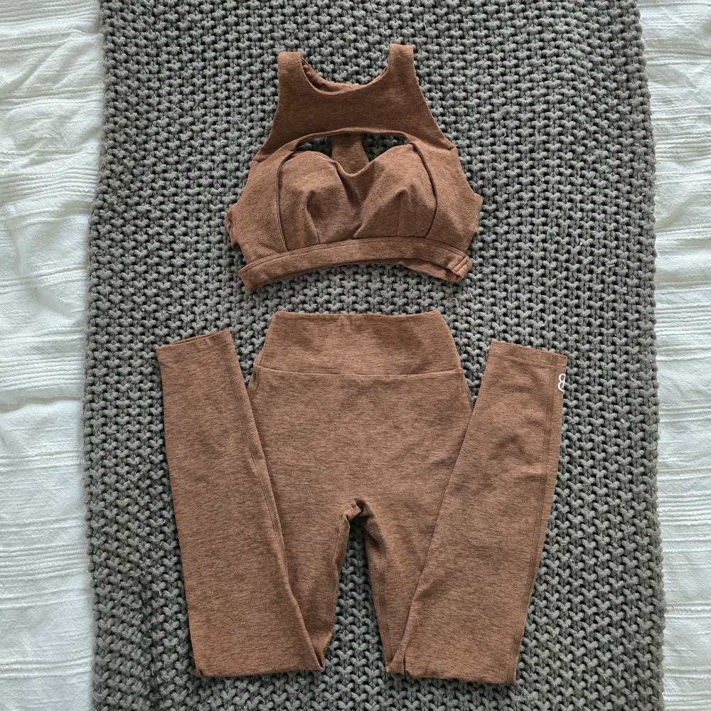 Bombshell Sportswear Rust Brown High-Waist Leggings & Cutout Sports Bra Set